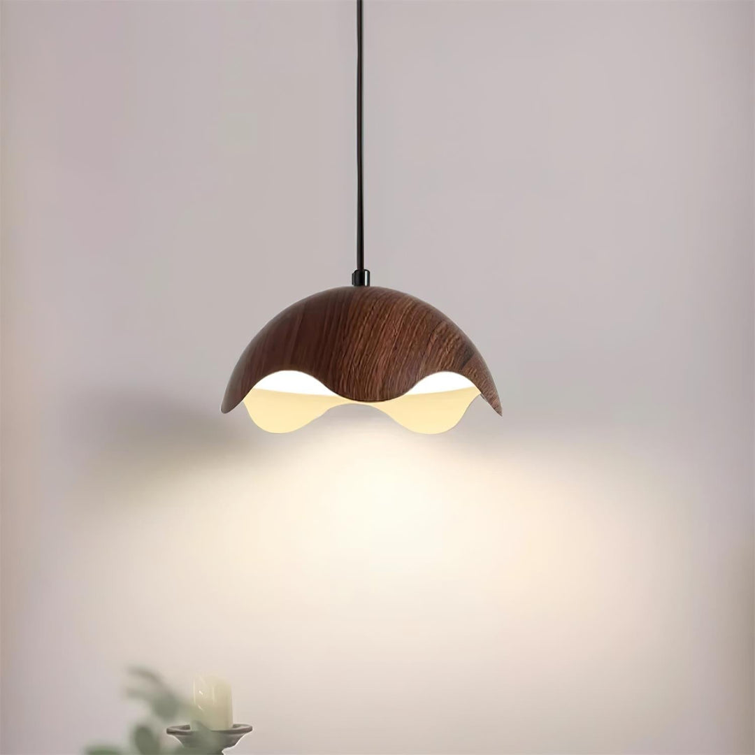 Suspension Abat-jour en Grain de Bois Vague Ambiance Minimaliste - Neutralighting