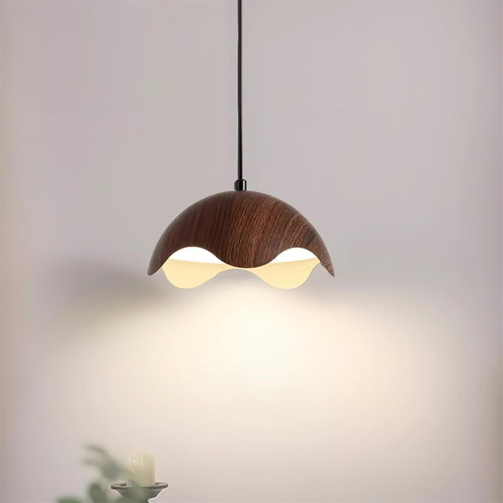 Suspension Abat-jour en Grain de Bois Vague Ambiance Minimaliste - Neutralighting