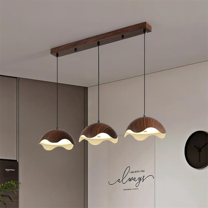 Suspension Abat-jour en Grain de Bois Vague Ambiance Minimaliste - Neutralighting