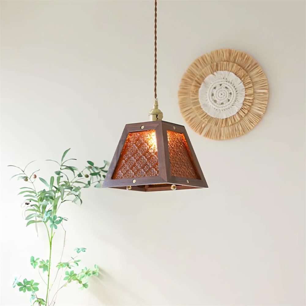 Calvi Lampe Suspendue Verre à Motif Floral Vintage - Neutralighting