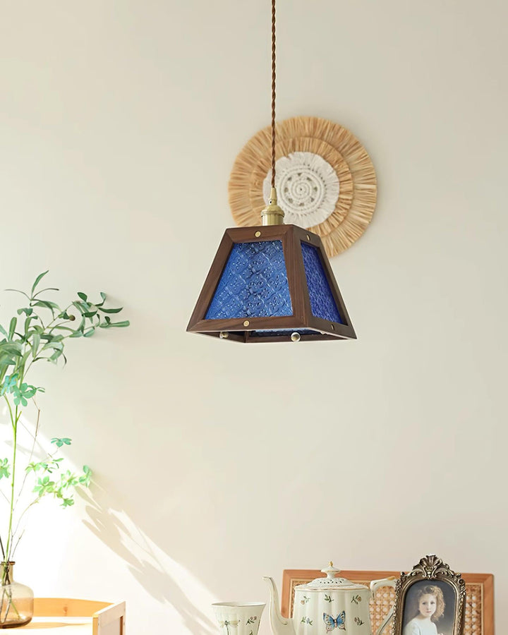Calvi Lampe Suspendue Verre à Motif Floral Vintage - Neutralighting