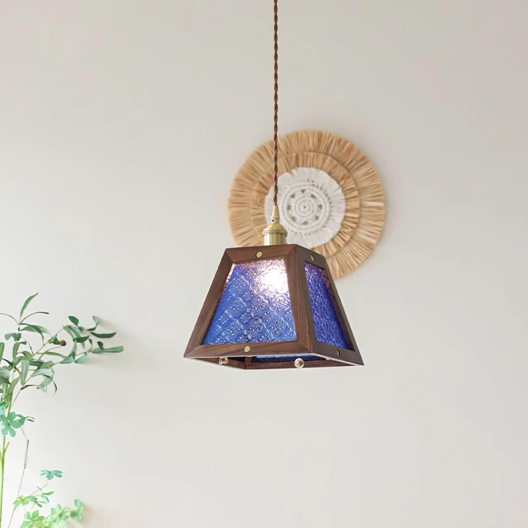 Calvi Lampe Suspendue Verre à Motif Floral Vintage - Neutralighting