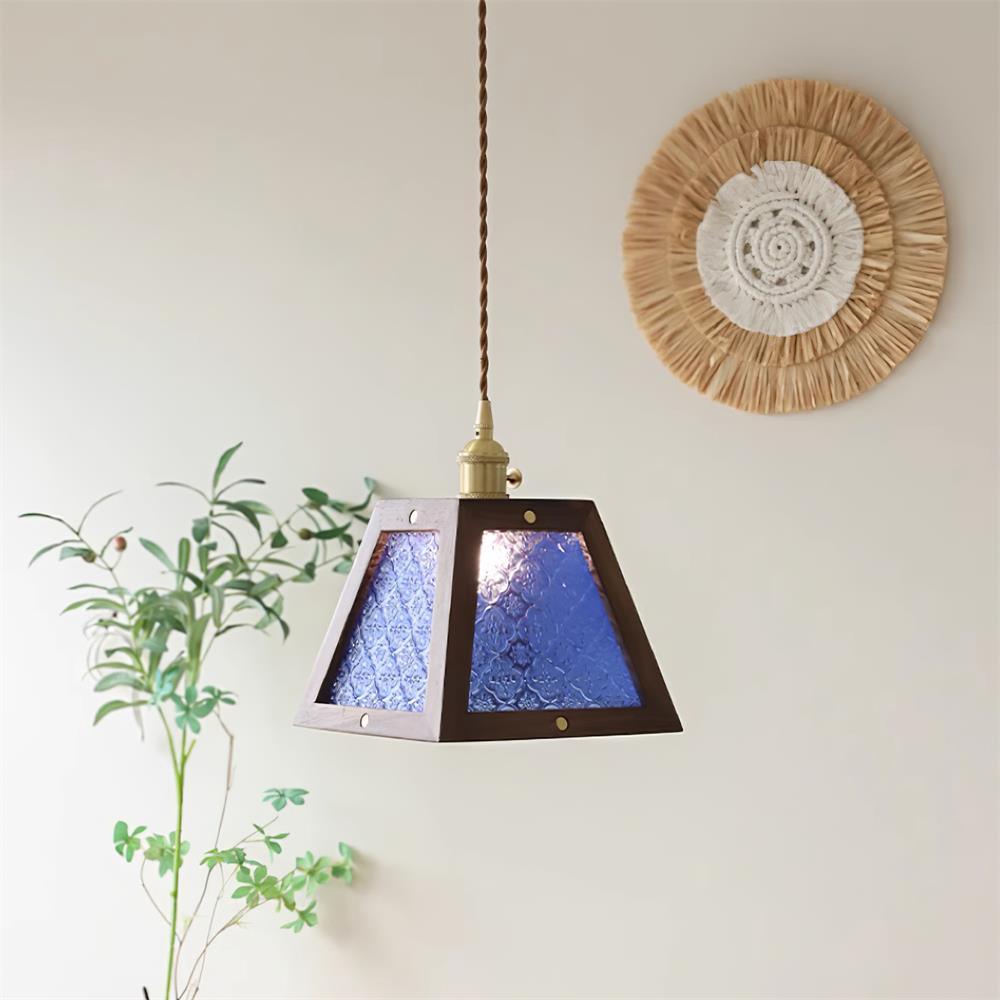 Calvi Lampe Suspendue Verre à Motif Floral Vintage - Neutralighting