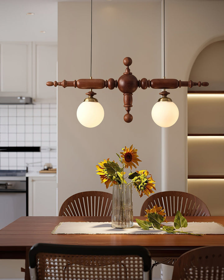 Isilira Suspension linéaire classique en bois et verre - Neutralighting