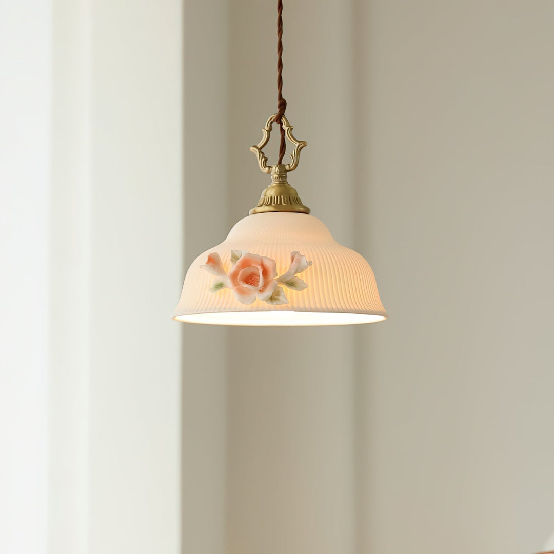 Camellia Lampe Pendante Porcelaine Fleur Romantique - Neutralighting