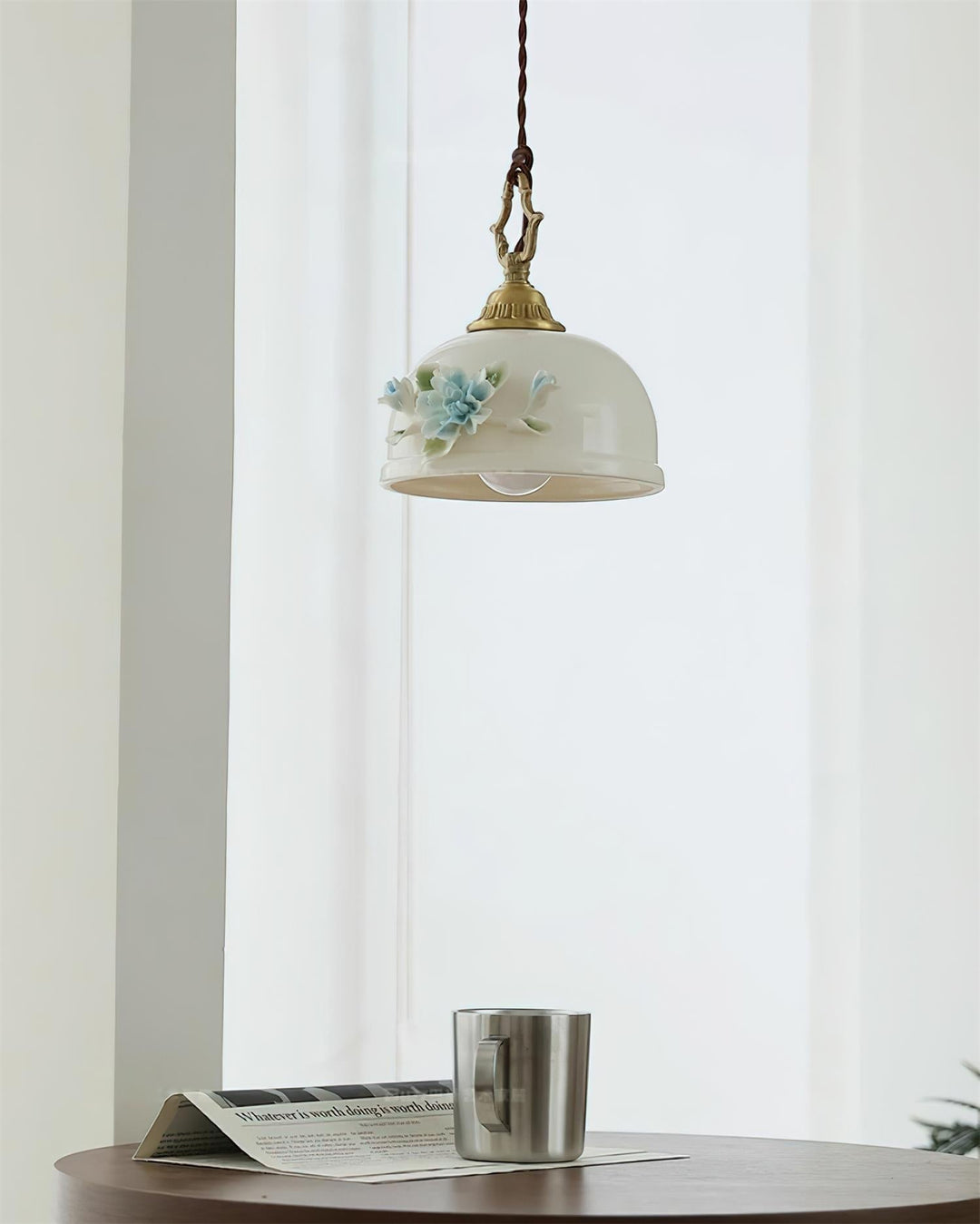 Camellia Lampe Pendante Porcelaine Fleur Romantique - Neutralighting