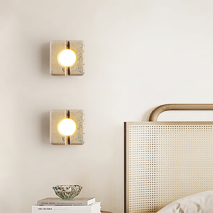 Kosmo Lampe Murale Style Minimaliste Moderne en Travertin Transparent - Neutralighting