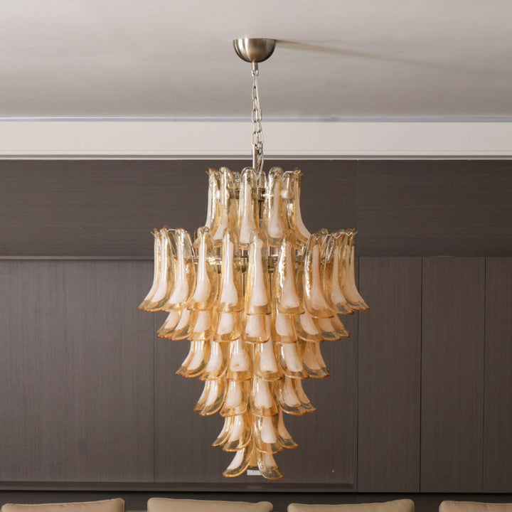 Zinc Lustre en Verre et Métal Postmoderne de Luxe en Forme de Pétale - Neutralighting