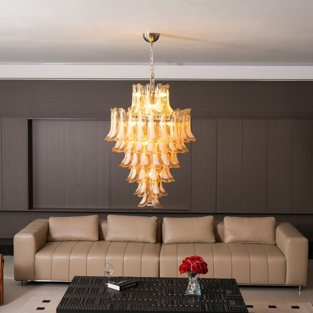 Zinc Lustre en Verre et Métal Postmoderne de Luxe en Forme de Pétale - Neutralighting
