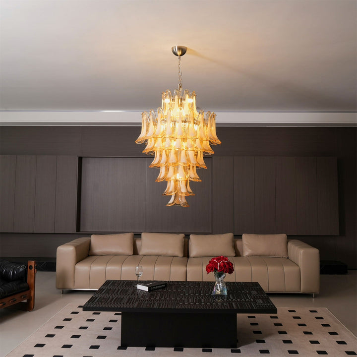 Zinc Lustre en Verre et Métal Postmoderne de Luxe en Forme de Pétale - Neutralighting