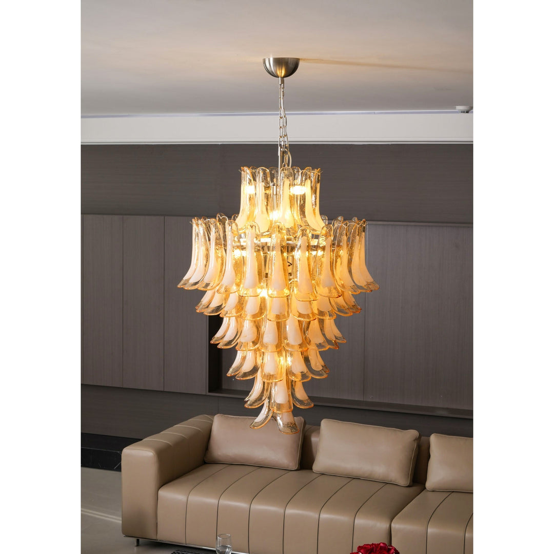 Zinc Lustre en Verre et Métal Postmoderne de Luxe en Forme de Pétale - Neutralighting