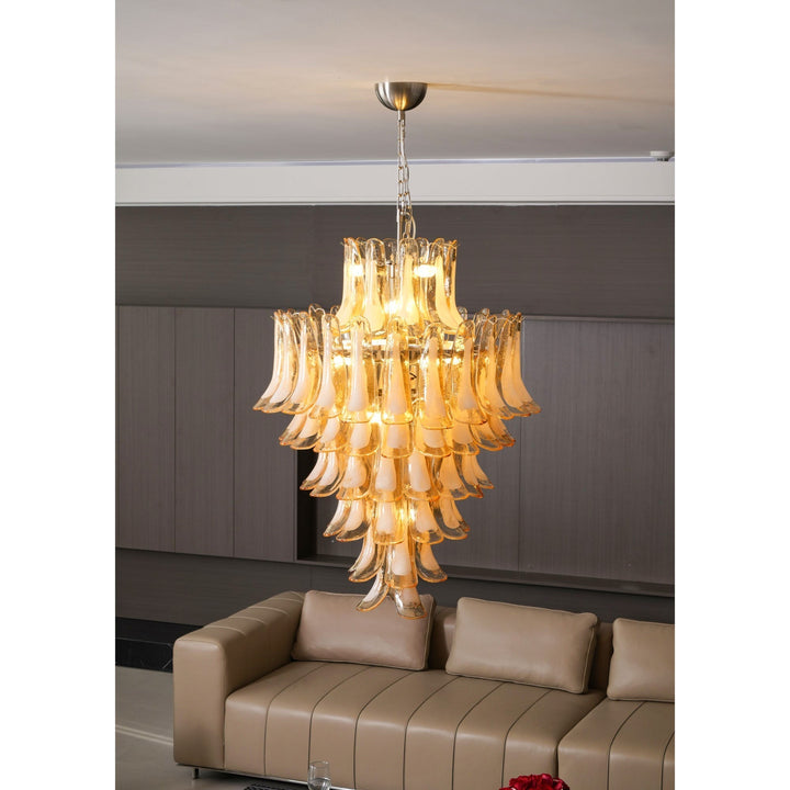 Zinc Lustre en Verre et Métal Postmoderne de Luxe en Forme de Pétale - Neutralighting
