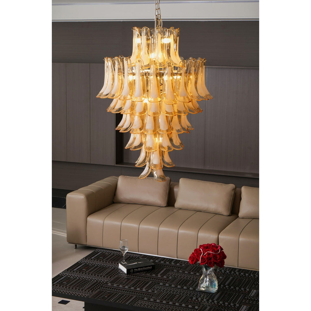 Zinc Lustre en Verre et Métal Postmoderne de Luxe en Forme de Pétale - Neutralighting