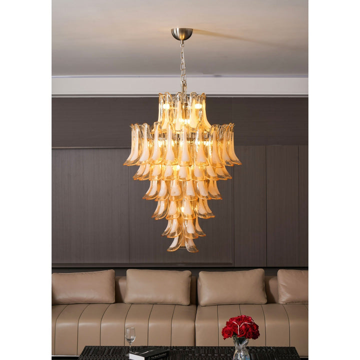 Zinc Lustre en Verre et Métal Postmoderne de Luxe en Forme de Pétale - Neutralighting