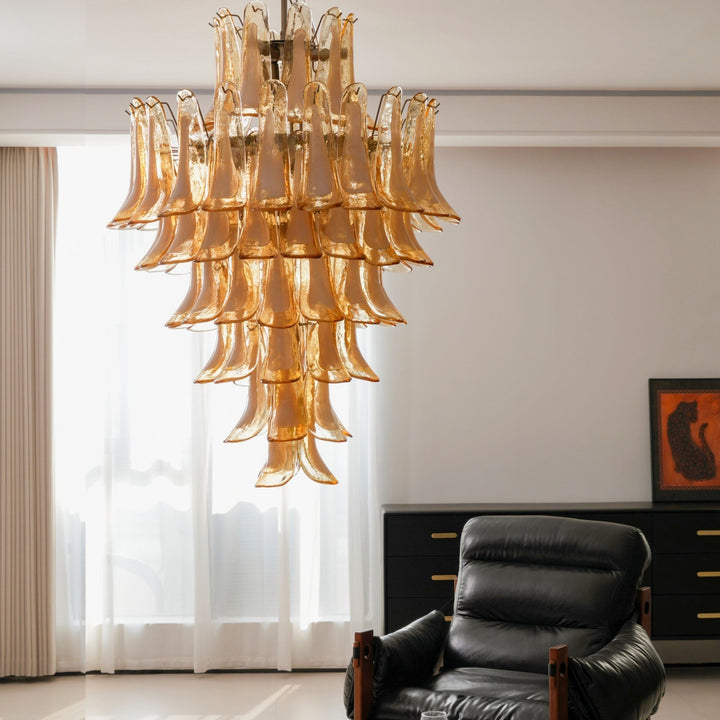 Zinc Lustre en Verre et Métal Postmoderne de Luxe en Forme de Pétale - Neutralighting