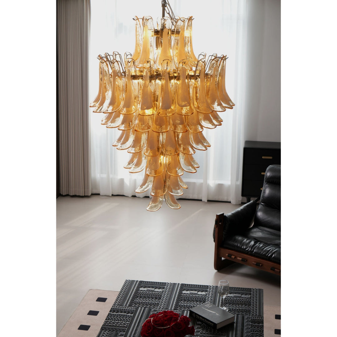 Zinc Lustre en Verre et Métal Postmoderne de Luxe en Forme de Pétale - Neutralighting