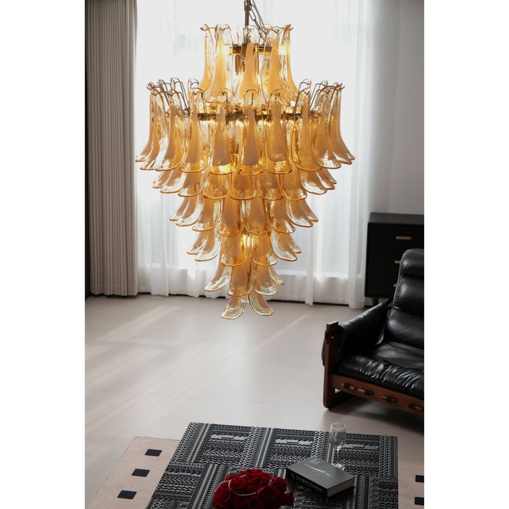 Zinc Lustre en Verre et Métal Postmoderne de Luxe en Forme de Pétale - Neutralighting