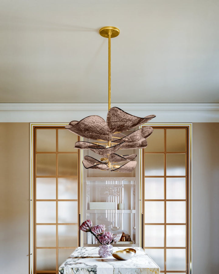 Aurora Chandelier en Verre Pétale Superposé Bronze - Neutralighting