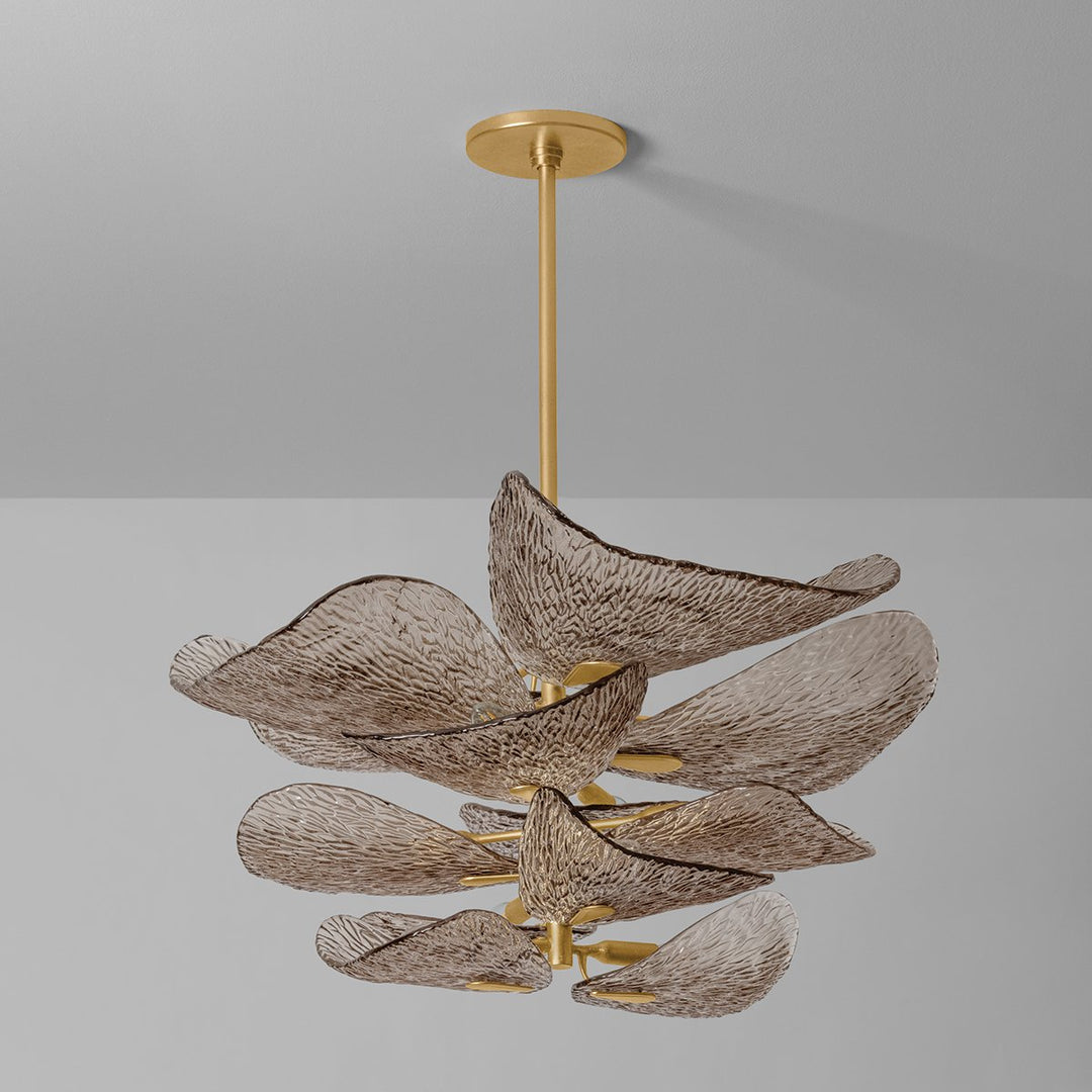 Aurora Chandelier en Verre Pétale Superposé Bronze - Neutralighting