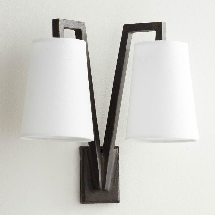 Lampe Murale Double en Laiton et Tissu Industrielle Vintage Ivmarel - Neutralighting