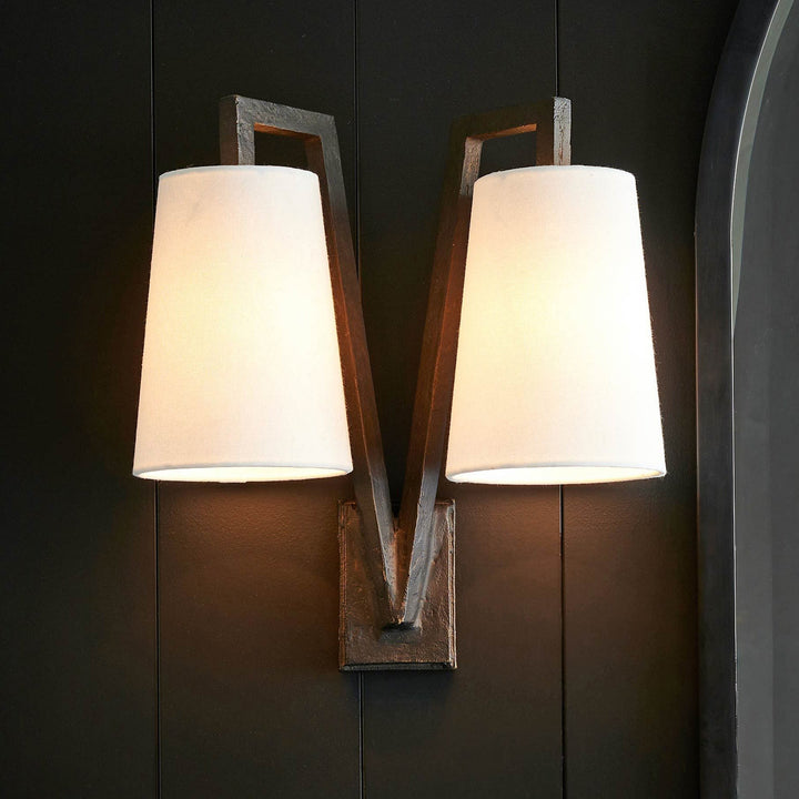 Lampe Murale Double en Laiton et Tissu Industrielle Vintage Ivmarel - Neutralighting