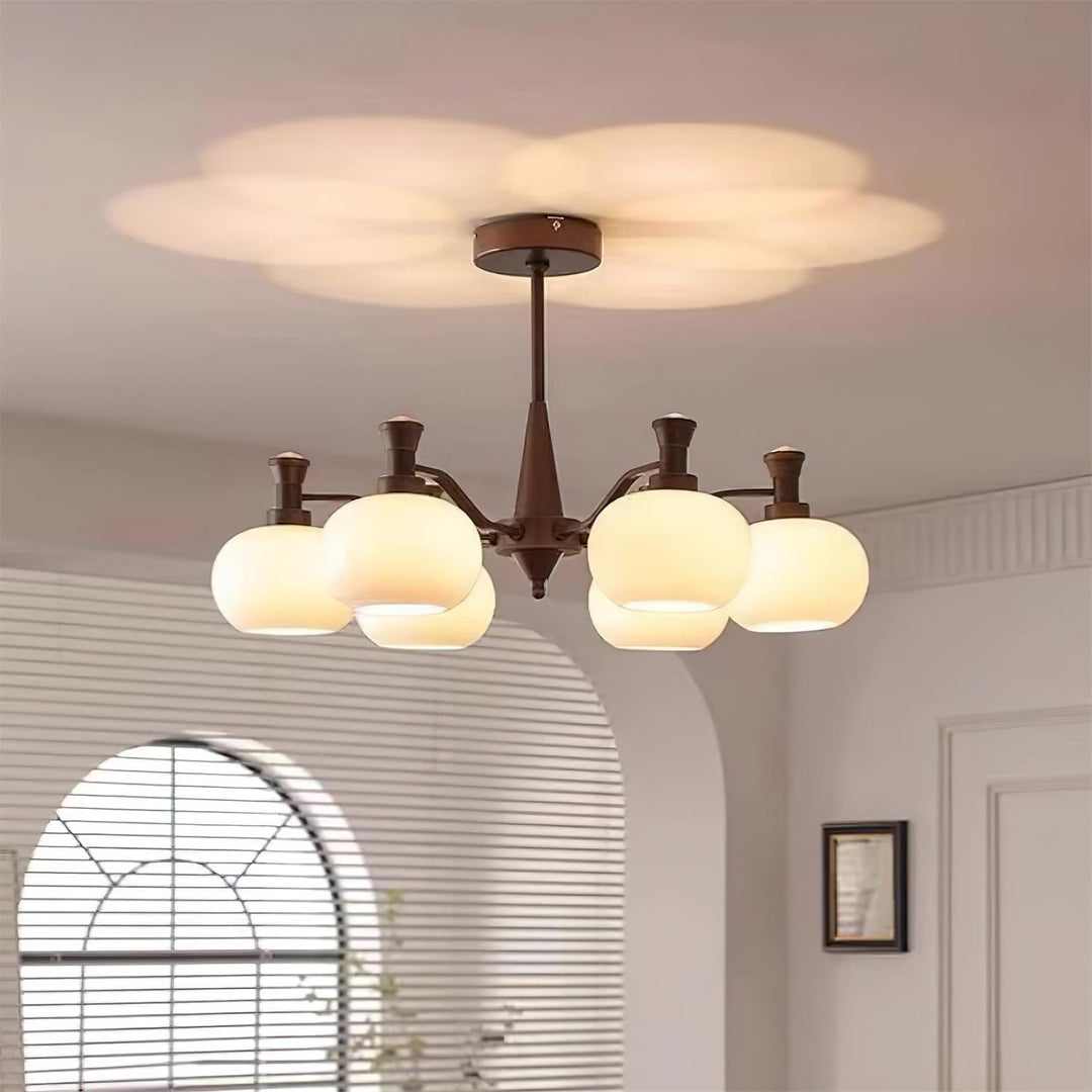 Cassia Lustre Globe en Verre Opale Bras - Neutralighting