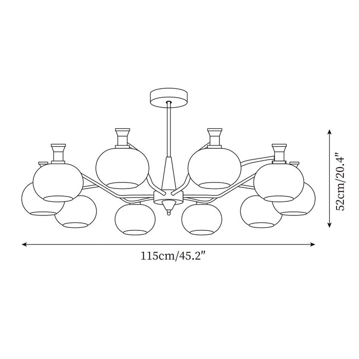 Cassia Lustre Globe en Verre Opale Bras - Neutralighting