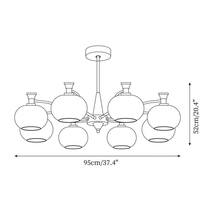 Cassia Lustre Globe en Verre Opale Bras - Neutralighting