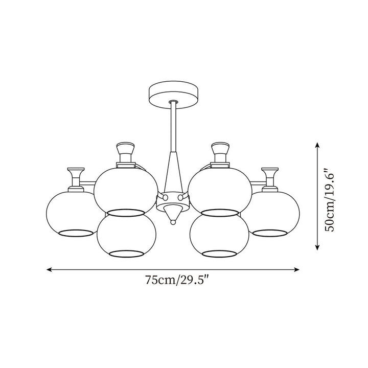 Cassia Lustre Globe en Verre Opale Bras - Neutralighting