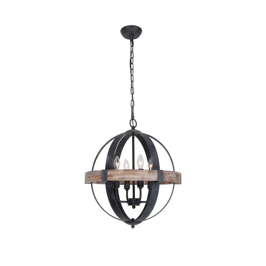 Luxe Lampe Pendante en Métal et Bois Industriel Vintage - Neutralighting