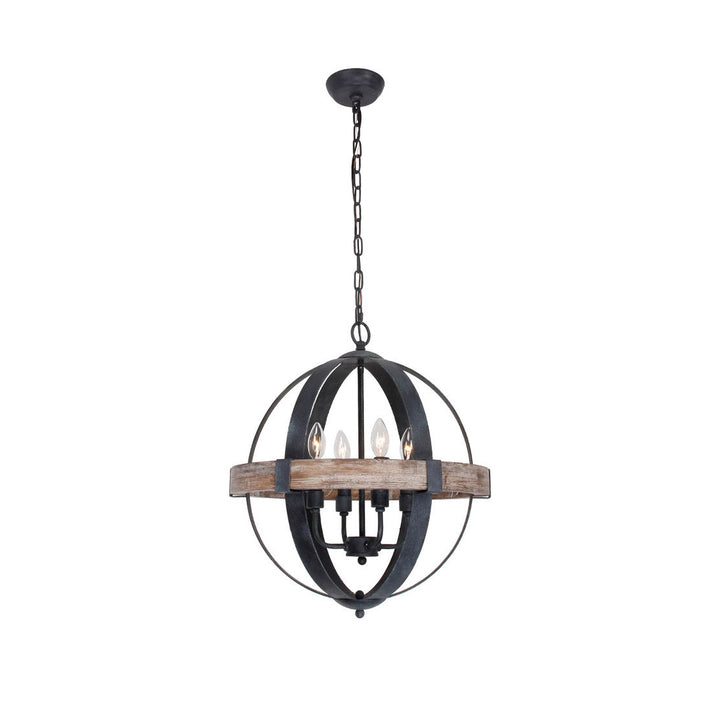 Luxe Lampe Pendante en Métal et Bois Industriel Vintage - Neutralighting