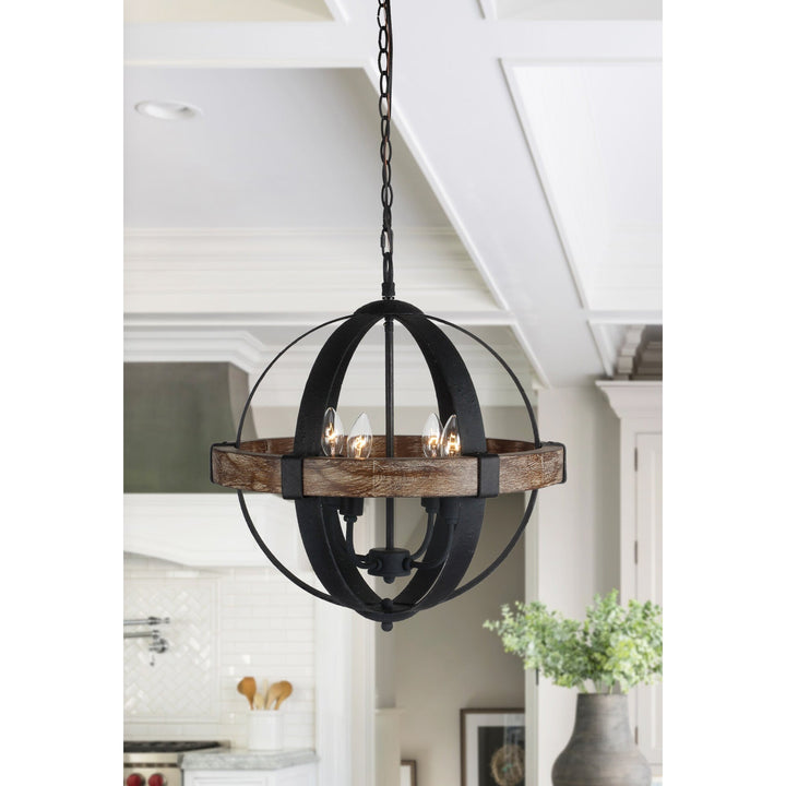 Luxe Lampe Pendante en Métal et Bois Industriel Vintage - Neutralighting
