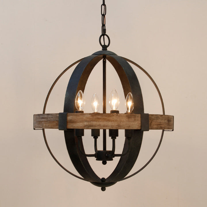 Luxe Lampe Pendante en Métal et Bois Industriel Vintage - Neutralighting