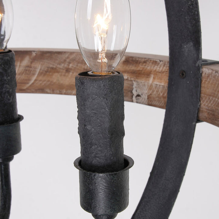 Luxe Lampe Pendante en Métal et Bois Industriel Vintage - Neutralighting