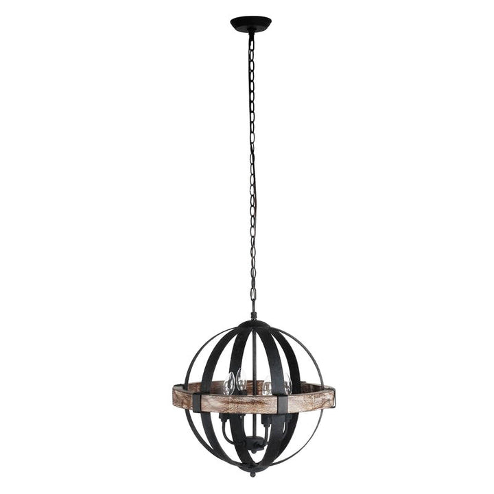 Luxe Lampe Pendante en Métal et Bois Industriel Vintage - Neutralighting