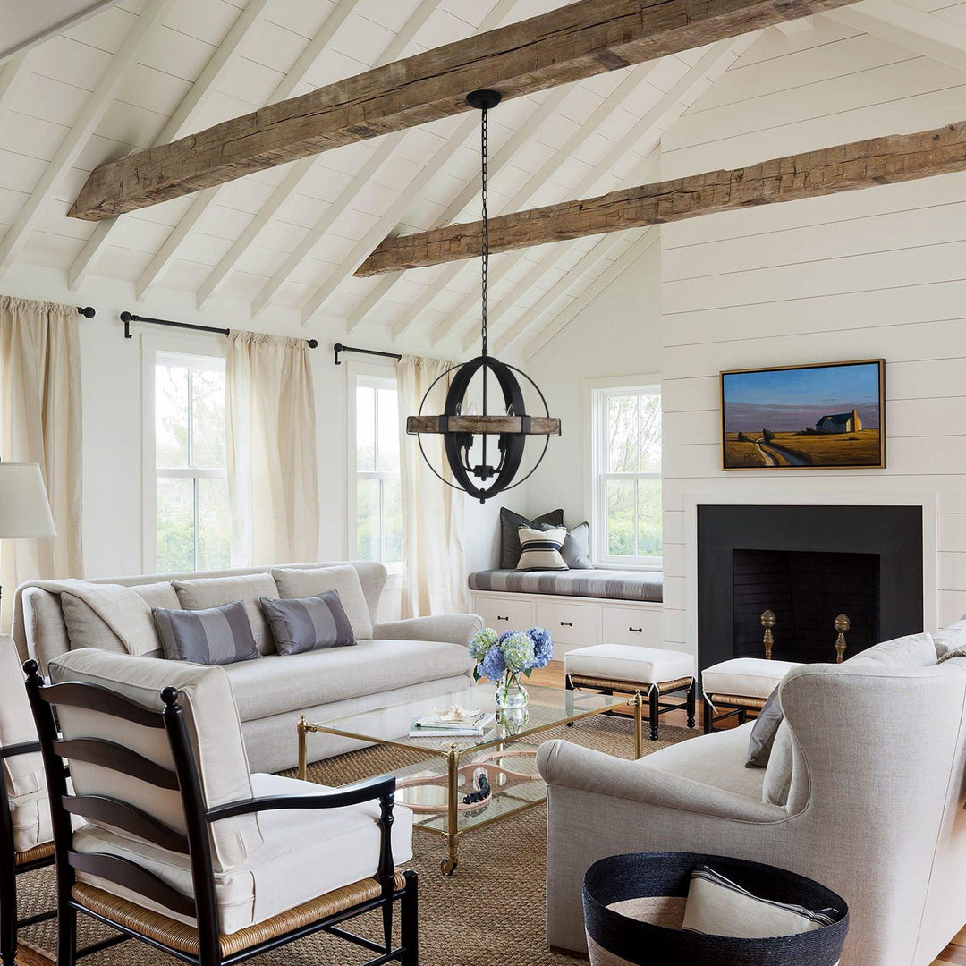 Luxe Lampe Pendante en Métal et Bois Industriel Vintage - Neutralighting