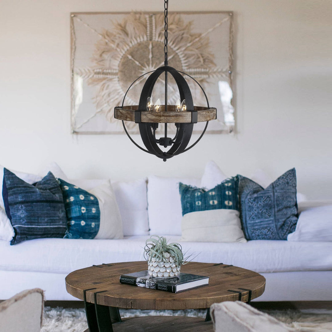 Luxe Lampe Pendante en Métal et Bois Industriel Vintage - Neutralighting