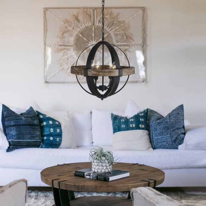 Luxe Lampe Pendante en Métal et Bois Industriel Vintage - Neutralighting