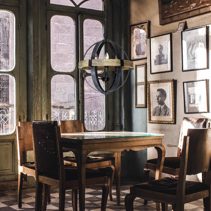 Luxe Lampe Pendante en Métal et Bois Industriel Vintage - Neutralighting