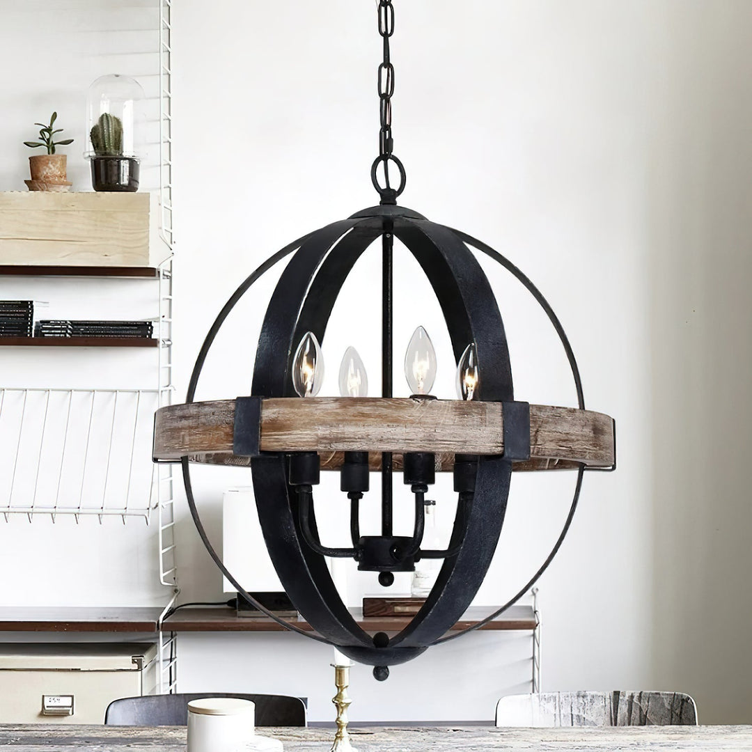 Luxe Lampe Pendante en Métal et Bois Industriel Vintage - Neutralighting