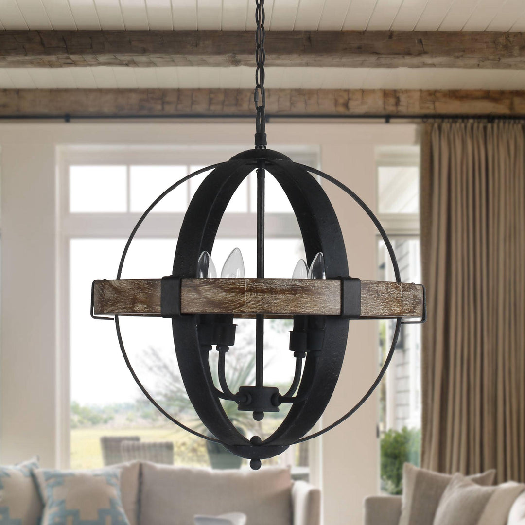 Luxe Lampe Pendante en Métal et Bois Industriel Vintage - Neutralighting