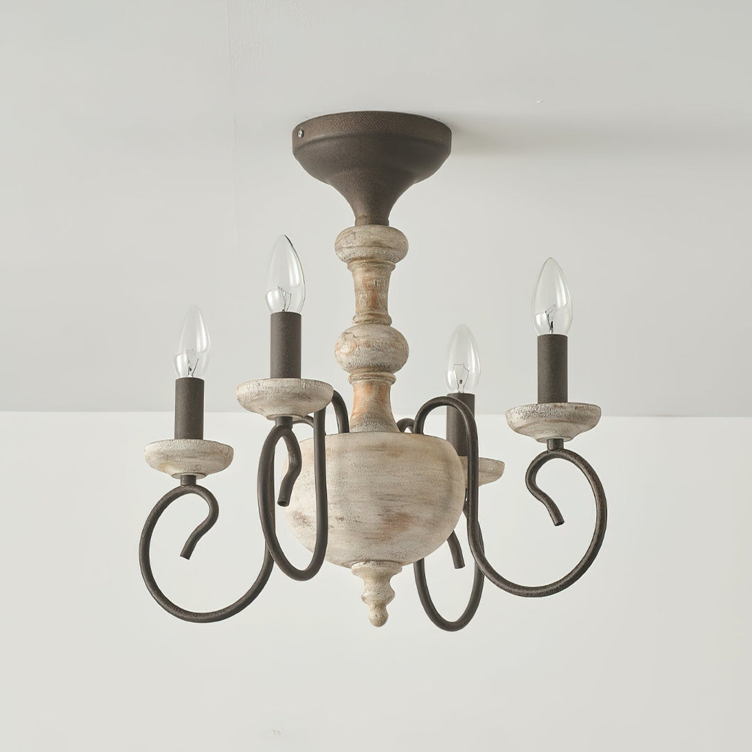 Myst Lampe de Plafond Semi-Encastrée en Métal et Bois Traditionnel Vintage - Neutralighting