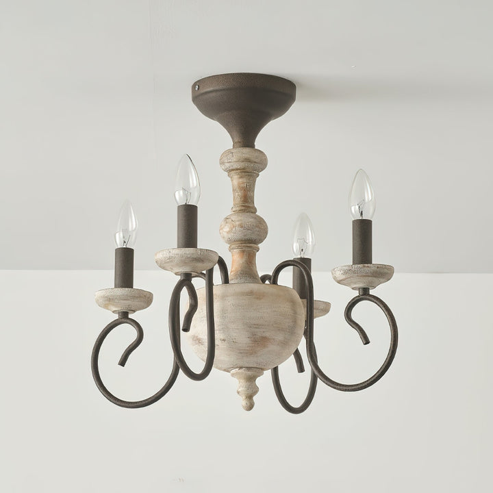 Myst Lampe de Plafond Semi-Encastrée en Métal et Bois Traditionnel Vintage - Neutralighting