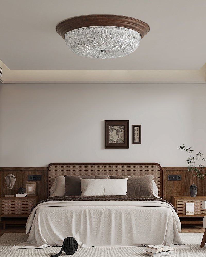 Esorila Lampe Plafonnier en Verre et Noyer Premium - Neutralighting