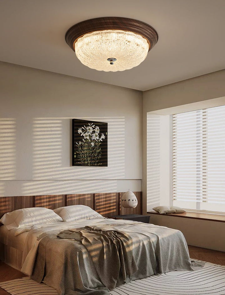 Esorila Lampe Plafonnier en Verre et Noyer Premium - Neutralighting