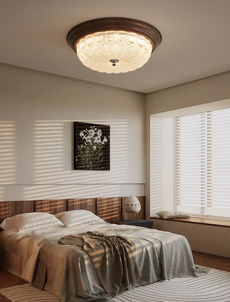 Esorila Lampe Plafonnier en Verre et Noyer Premium - Neutralighting