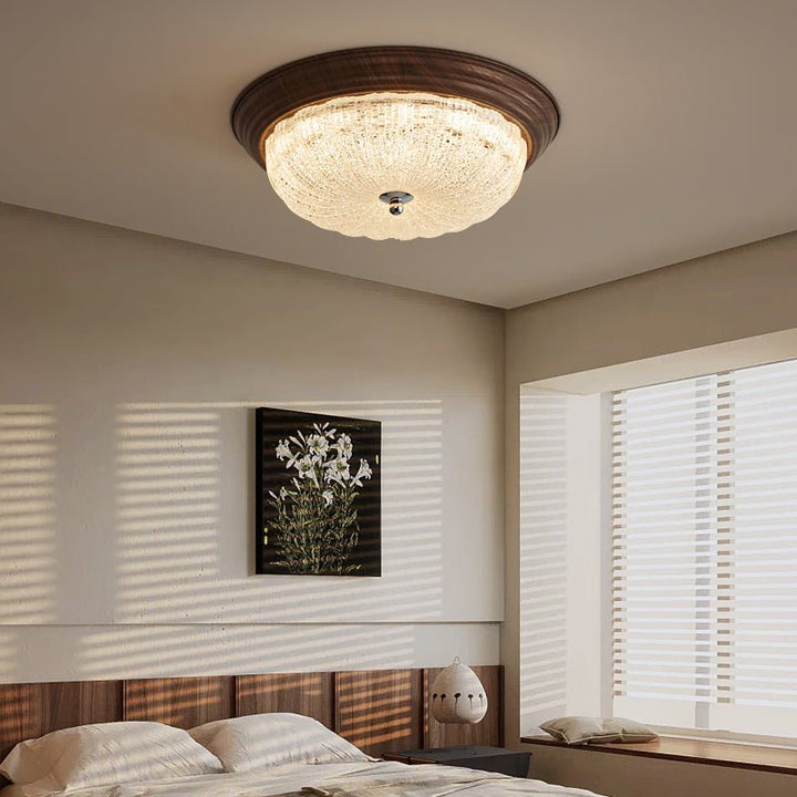 Esorila Lampe Plafonnier en Verre et Noyer Premium - Neutralighting