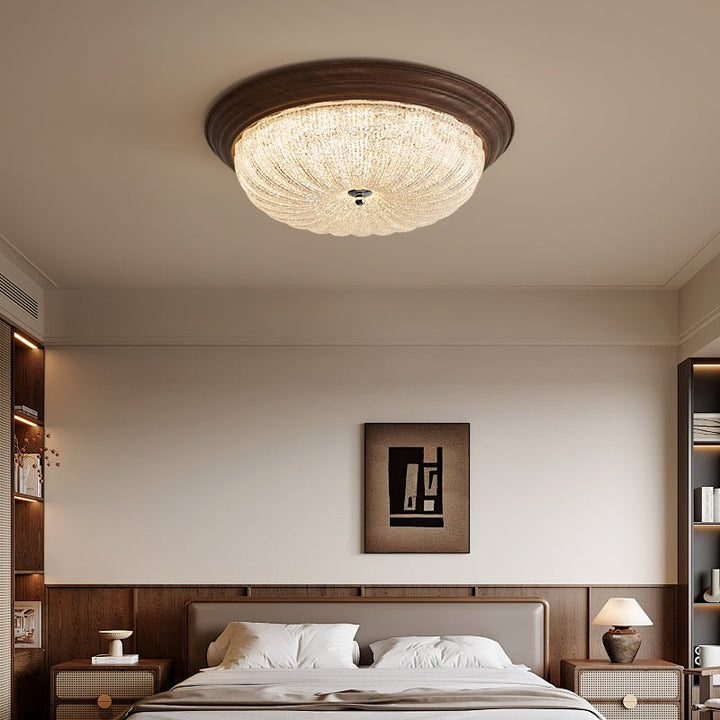 Esorila Lampe Plafonnier en Verre et Noyer Premium - Neutralighting