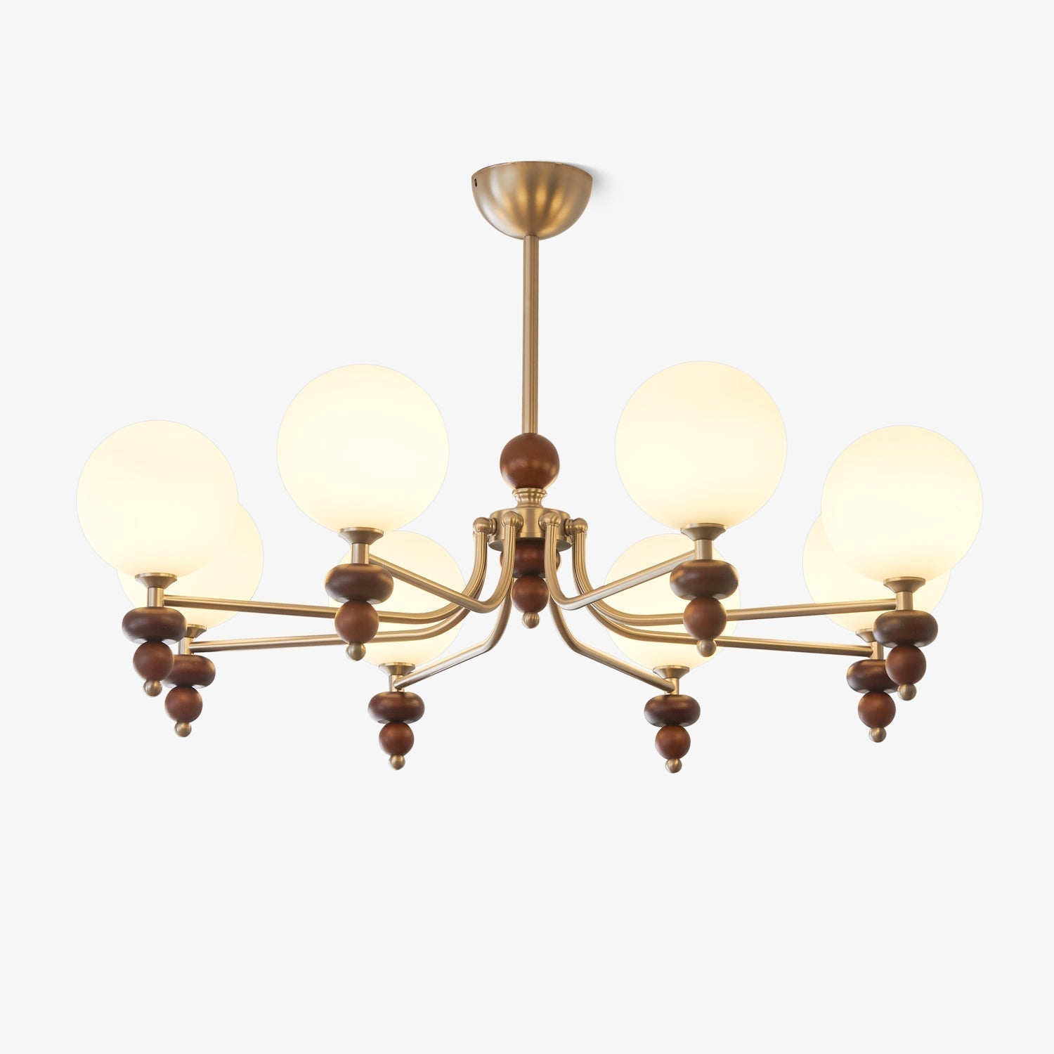 Cemarus Chandelier Sphère Bois Noyer Verre Traditionnel - Neutralighting