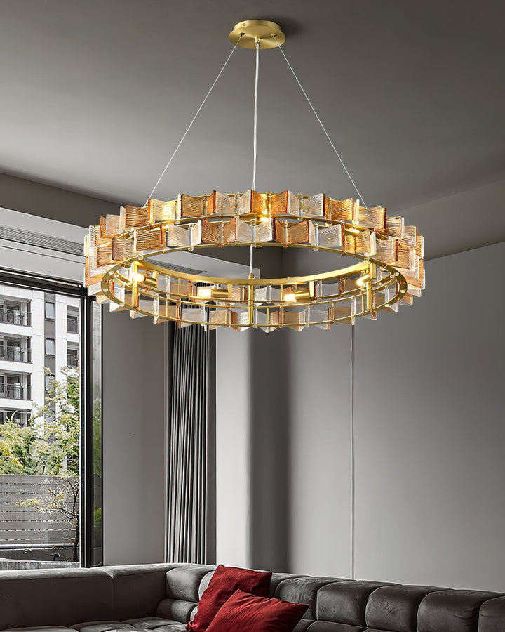 Celvara Lustre Vintage en Verre Doré - Neutralighting